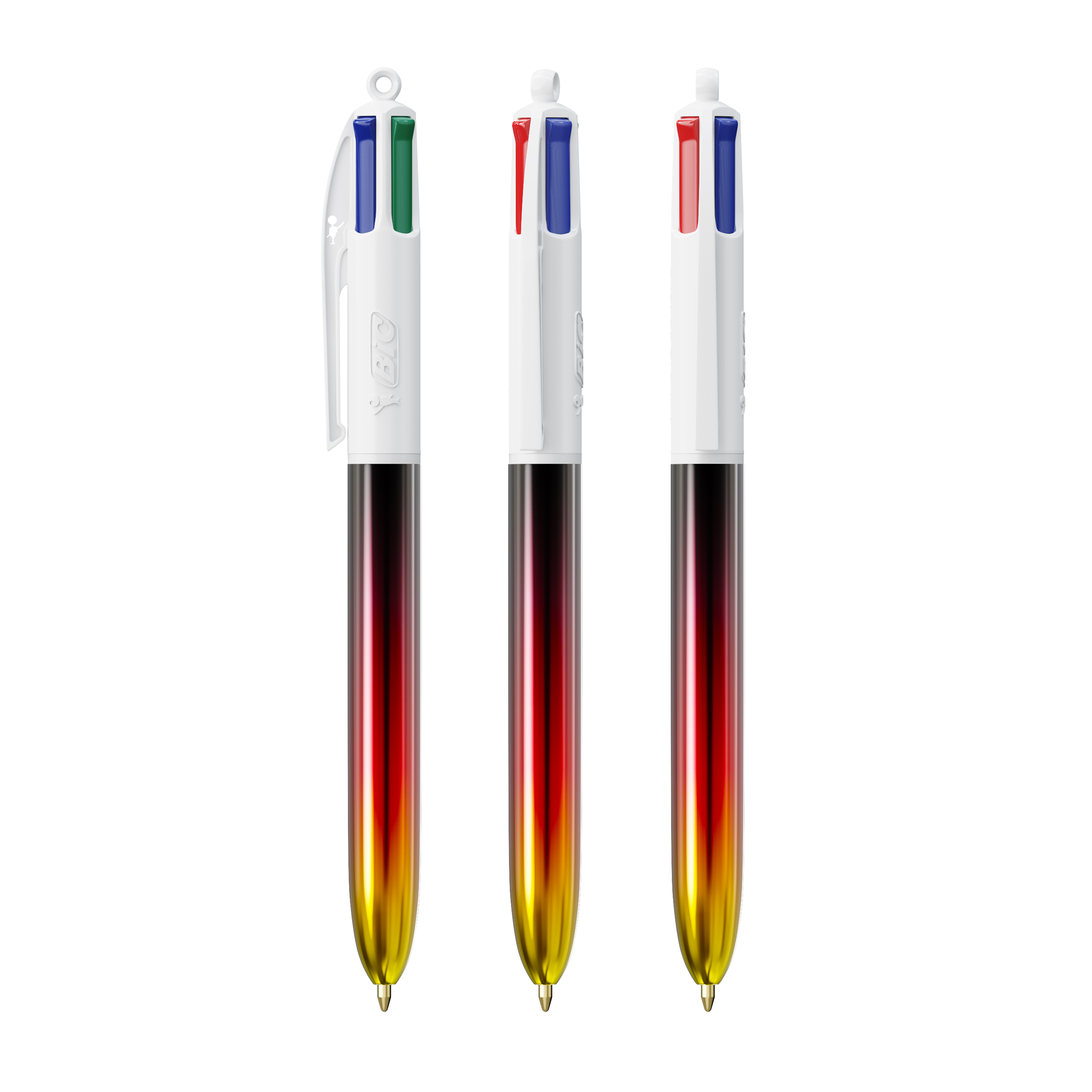 Stylo 4 couleurs publicitaire avec lanyard BIC® Flags Collection Couleur Blanc - Noir - Rouge - Jaune